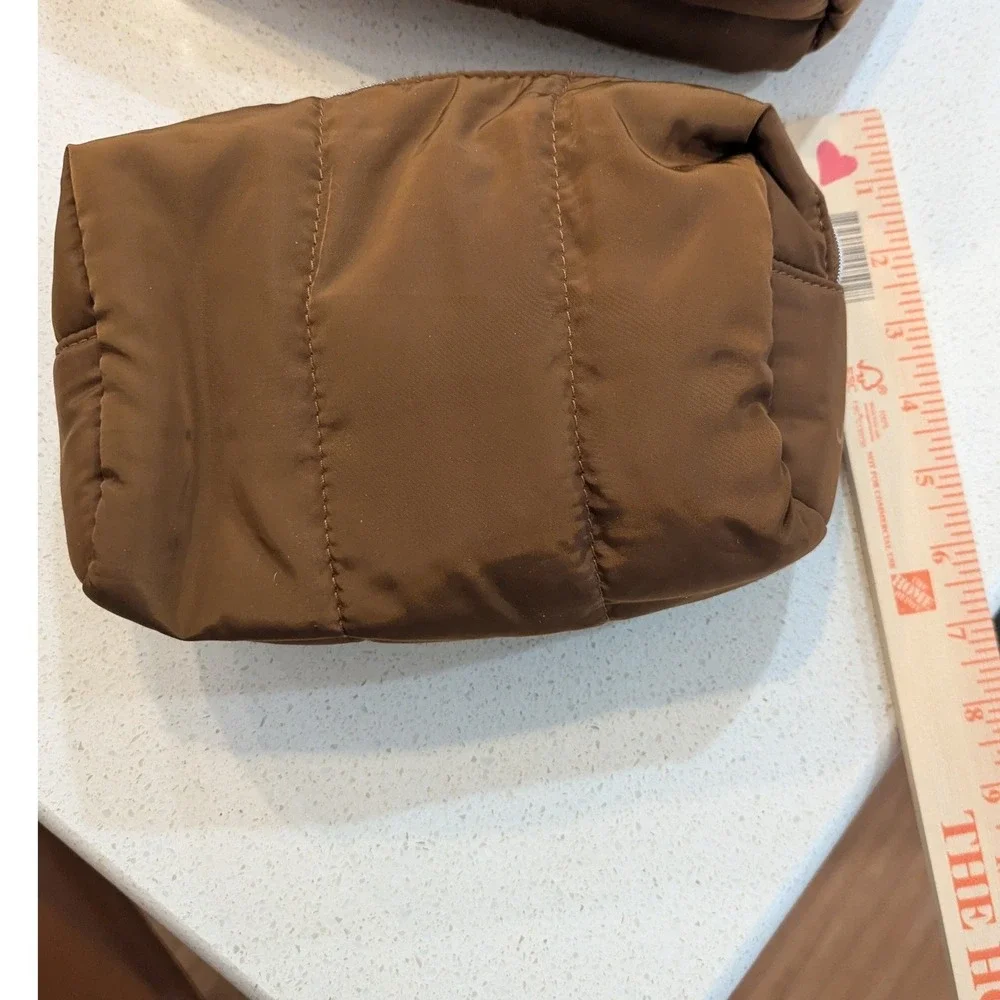 Jenny Bird Puffy Cosmetic Travel Bag Set OS Bronze Brown‎ Quilted Waterproof